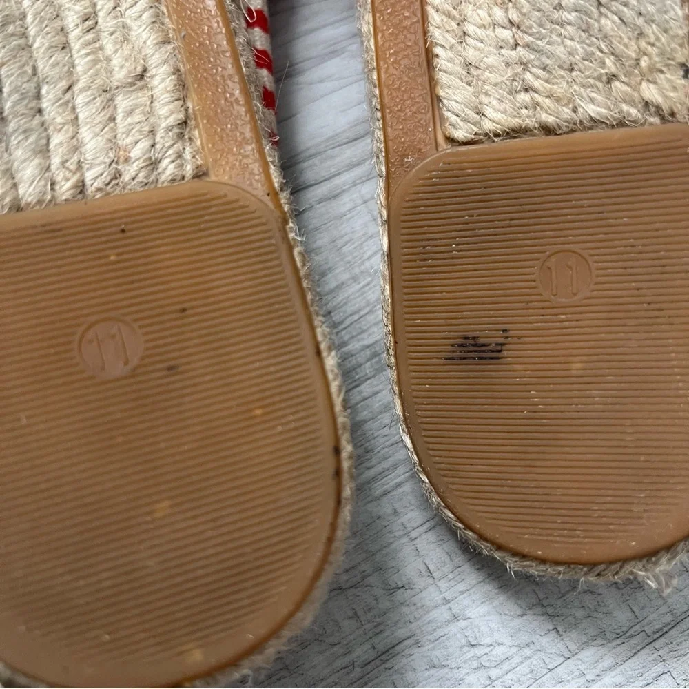 TORY BURCH Flams Red and White Espadrilles Size 11